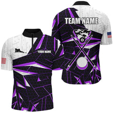 Load image into Gallery viewer, Best Billiard Jerseys For Men Custom Polo &amp; 1/4 Zip Shirts, Billiard Tournament Team Shirt |Purple TDM2546