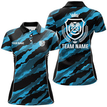 Load image into Gallery viewer, Blue Camo Darts Polo &amp; Quarter Zip Shirts Custom Camouflage Darts Shirts For Women Darts Team Jerseys TDM2547
