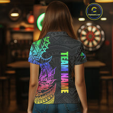 Load image into Gallery viewer, Personalized Rainbow Tribal Darts Polo &amp; Quarter Zip Custom Darts Shirt For Women Darts Team Jersey TDM4827