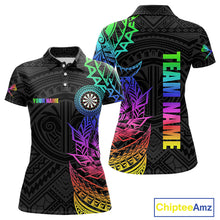 Load image into Gallery viewer, Personalized Rainbow Tribal Darts Polo &amp; Quarter Zip Custom Darts Shirt For Women Darts Team Jersey TDM4827