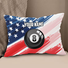 Load image into Gallery viewer, Personalized 8 Ball Pool American Flag Pillow, Patriotic Billiard Gifts TDM0769