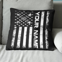 Load image into Gallery viewer, Custom Black White Vintage US Flag Archey Pillow, Patriotic Throw Pillow TDM0776