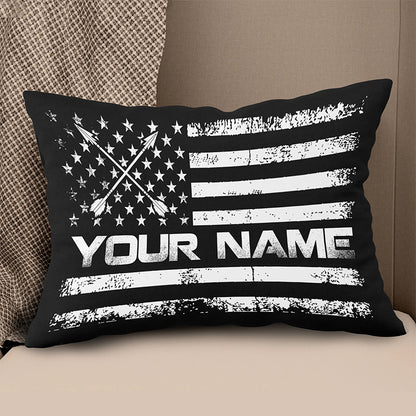 Custom Black White Vintage US Flag Archey Pillow, Patriotic Throw Pillow TDM0776