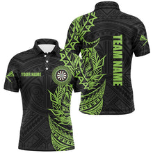 Load image into Gallery viewer, Personalized Green Tribal Darts Polo &amp; Quarter Zip Custom Dart Shirts For Men Dart Jerseys TDM3265