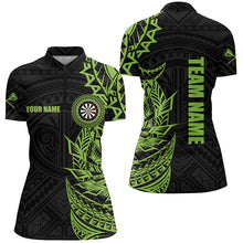 Load image into Gallery viewer, Personalized Green Tribal Darts Polo &amp; Quarter Zip Custom Dart Shirts For Women Dart Jerseys TDM3265