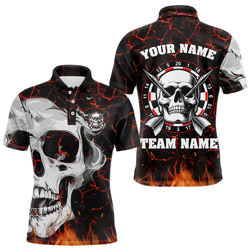 Personalized Red Fiery Crack Skull Dart Shirts Custom Scary Dart Shirts For Men Dart Jerseys TDM3267