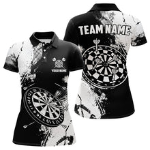 Load image into Gallery viewer, Grunge Black And White Dart Polo &amp; Quarter Zip Custom Dart Shirts For Women, Retro Dart Jerseys TDM3271