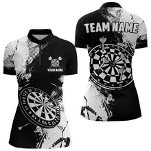Load image into Gallery viewer, Grunge Black And White Dart Polo &amp; Quarter Zip Custom Dart Shirts For Women, Retro Dart Jerseys TDM3271