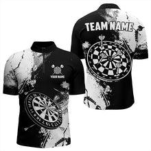 Load image into Gallery viewer, Grunge Black And White Dart Polo &amp; Quarter Zip Custom Dart Shirts For Men, Retro Dart Jerseys TDM3271