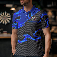 Load image into Gallery viewer, Personalized Black And Blue Darts Polo &amp; Quarter Zip Custom Dart Shirts For Men Darts Team Jerseys TDM3460