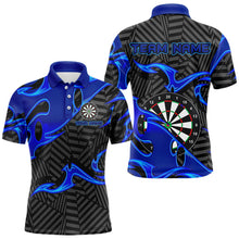 Load image into Gallery viewer, Personalized Black And Blue Darts Polo &amp; Quarter Zip Custom Dart Shirts For Men Darts Team Jerseys TDM3460