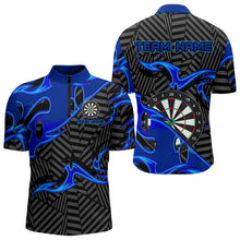 Load image into Gallery viewer, Personalized Black And Blue Darts Polo &amp; Quarter Zip Custom Dart Shirts For Men Darts Team Jerseys TDM3460