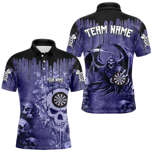 Custom Purple Gothic Skull Darts Shirts For Men, Personalized Cool Darts Team Jerseys Outfit TDM3463