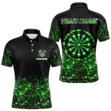 Load image into Gallery viewer, Custom Green Glowing Dartboard St Patrick Day Dart Shirts For Men, Luckiest Shamrock Dart Jerseys TDM3612