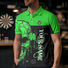Load image into Gallery viewer, Personalized Green Shamrock Skull Dart Shirts For Men Custom Saint Patrick Day Dart Jerseys Outfit TDM3613