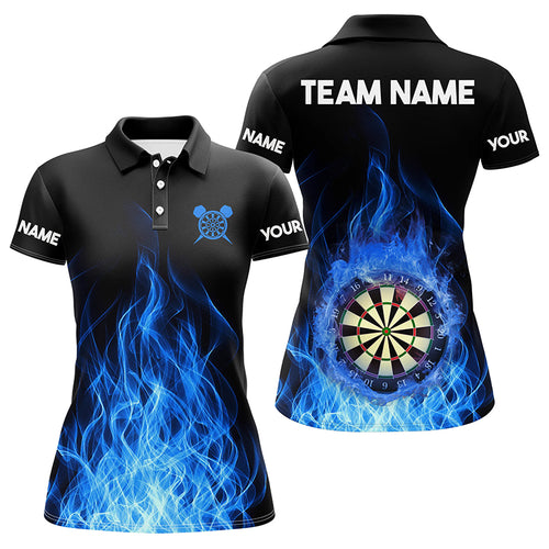 Blue Fire Flame 3D Dartboard Women Darts Polo Shirts Custom Darts Shirts For Team Dart Jerseys TDM1281