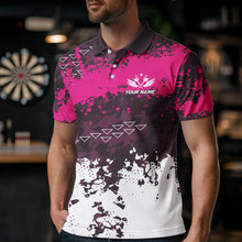 Load image into Gallery viewer, Personalized Pink Dartboard Fire Grunge Dart Shirts For Men Custom Darts Jerseys Polo &amp; 1/4 Zip TDM3767