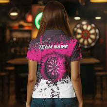 Load image into Gallery viewer, Pink Grunge Fire Dart Shirts For Women Custom Darts Jerseys Polo &amp; 1/4 Zip TDM3767