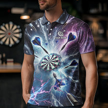Load image into Gallery viewer, Blue And Purple Galaxy Thunder Lightning Dart Shirts For Men Custom Dart Jerseys Polo &amp; 1/4 Zip TDM3768