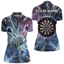 Load image into Gallery viewer, Blue And Purple Galaxy Thunder Lightning Dart Shirts For Women Custom Dart Jerseys Polo &amp; 1/4 Zip TDM3768