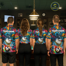 Load image into Gallery viewer, Funny Shark Colorful Graffiti 8 Ball Billiard Shirt For Women Custom Pool Jersey Polo &amp; 1/4 Zip TDM6369