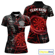 Load image into Gallery viewer, Personalized Wolf Dart Shirts For Women Custom Lights Dartboard Darts Team Jerseys |Red TDM4038