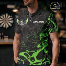 Load image into Gallery viewer, Black Green Custom Wings Darts Shirts For Men, Darts Jersey Pocket Option TDM4041