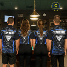 Load image into Gallery viewer, Black And Blue 8 Ball Pool Billiard Shirt For Men Custom Camo Billiard Team Jersey Polo &amp; 1/4 Zip TDM6567