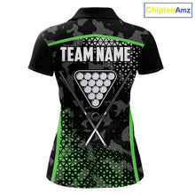 Load image into Gallery viewer, Black And Green 8 Ball Pool Billiard Shirt For Women Custom Camo Billiard Team Jersey Polo &amp; 1/4 Zip TDM6568
