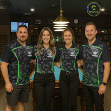 Load image into Gallery viewer, Black And Green 8 Ball Pool Billiard Shirt For Women Custom Camo Billiard Team Jersey Polo &amp; 1/4 Zip TDM6568
