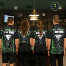 Load image into Gallery viewer, Black And Green 8 Ball Pool Billiard Shirt For Women Custom Camo Billiard Team Jersey Polo &amp; 1/4 Zip TDM6568