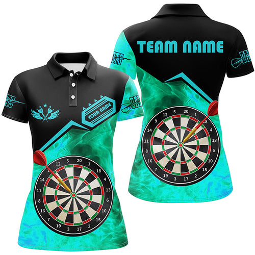 Personalized Darts Fire 3D Printed Women Darts Shirts Custom Darts Board Jerseys Attire |Turquoise TDM1860