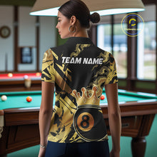 Load image into Gallery viewer, Personalized Golden 8 Ball Crown Billiard Shirt For Women, Pool King Team Jerseys Polo &amp; 1/4 Zip TDM4236