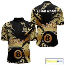 Load image into Gallery viewer, Personalized Golden 8 Ball Crown Billiard Shirt For Men, Pool King Team Jerseys Polo &amp; 1/4 Zip TDM4236
