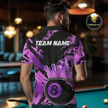 Load image into Gallery viewer, Personalized Purple 8 Ball Crown Billiard Shirt For Men, Pool King Team Jerseys Polo &amp; 1/4 Zip TDM4237
