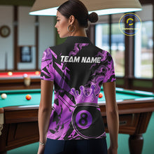 Load image into Gallery viewer, Personalized Purple 8 Ball Crown Billiard Shirt For Women, Pool King Team Jerseys Polo &amp; 1/4 Zip TDM4237