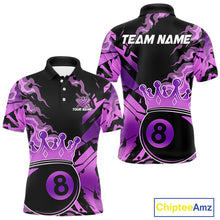 Load image into Gallery viewer, Personalized Purple 8 Ball Crown Billiard Shirt For Men, Pool King Team Jerseys Polo &amp; 1/4 Zip TDM4237