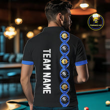 Load image into Gallery viewer, DNA Billiard 8 Ball &amp; 9 Ball Shirts For Men Custom Funny Pool Jerseys Team Polo &amp; 1/4 Zip |Blue TDM4391