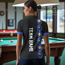 Load image into Gallery viewer, DNA Billiard 8 Ball &amp; 9 Ball Shirts For Women Custom Funny Pool Jerseys Team Polo &amp; 1/4 Zip |Blue TDM4391