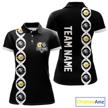 Load image into Gallery viewer, DNA Billiard 8 Ball &amp; 9 Ball Shirts For Women Custom Funny Pool Jerseys Team Polo &amp; 1/4 Zip |White TDM4392