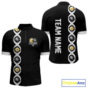 DNA Billiard 8 Ball & 9 Ball Shirts For Men Custom Funny Pool Jerseys Team Polo & 1/4 Zip |White TDM4392