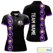 Load image into Gallery viewer, DNA Billiard 8 Ball &amp; 9 Ball Shirts For Women Custom Funny Pool Jerseys Team Polo &amp; 1/4 Zip |Purple TDM4393