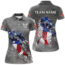 Load image into Gallery viewer, Personalized Grey Grunge American Flag Darts Shirts For Women Custom Patriotic Darts Team Jerseys TDM2282