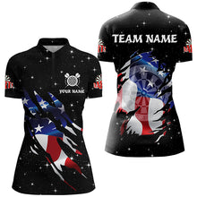 Load image into Gallery viewer, Personalized Galaxy American Flag Darts Shirts For Women Custom Patriotic Darts Team Jerseys |Black TDM2283