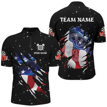 Load image into Gallery viewer, Personalized Galaxy American Flag Darts Shirts For Men Custom Patriotic Darts Team Jerseys |Black TDM2283