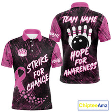 Load image into Gallery viewer, Strike For Change Pink Ribbon Custom Bowling Shirt For Men, Breast Cancer Awareness Bowling Jersey TDM4635