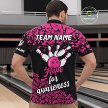 Load image into Gallery viewer, Strike For Change Hope For Awareness Custom Bowling Shirt For Men, Breast Cancer Bowling Jerseys TDM4634