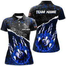 Load image into Gallery viewer, Funny Monster Hand Custom Fire Flame 8 Ball Billiard Shirts For Women, Grunge Billiard Jerseys |Blue TDM2795