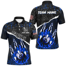 Load image into Gallery viewer, Funny Monster Hand Custom Fire Flame 8 Ball Billiard Shirts For Men, Grunge Billiard Jerseys |Blue TDM2795