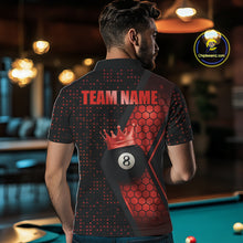 Load image into Gallery viewer, Personalized Red 8 Ball Pool Crown Hexagon Billiard Shirt For Men, Billiard League Team Jersey TDM5047